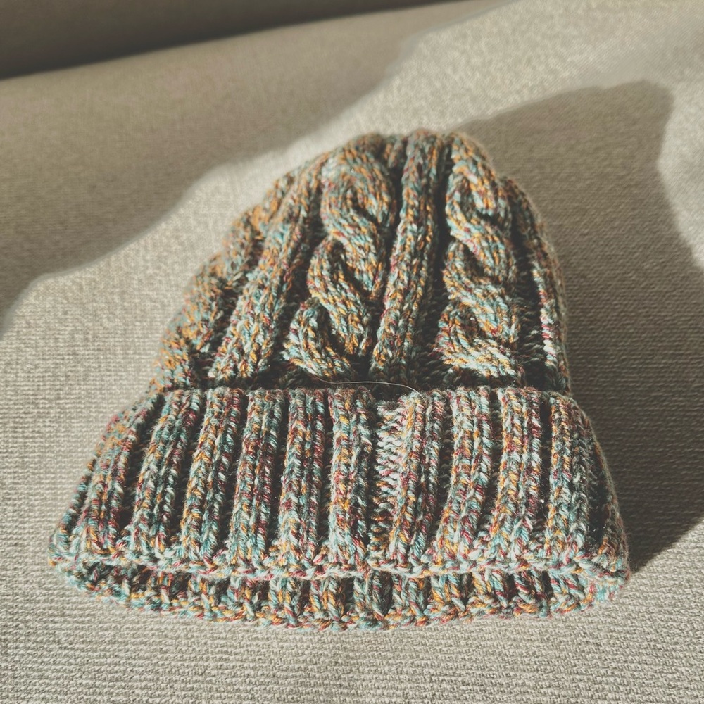 Time and Tru Multicolor Knit Beanie with Teal Lining